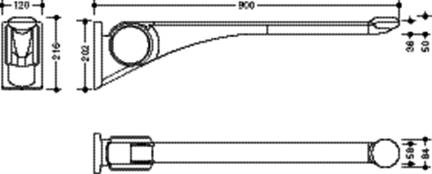 HEWI Stützklappgriff Premium,900 mm weiß hochgl.- weiß matt