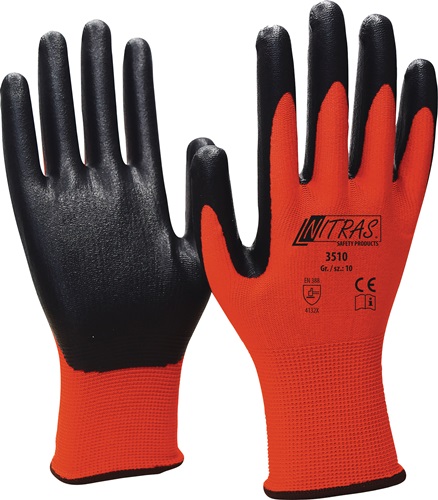 Handschuhe Nitril Foam Gr.8 rot/schwarz Nyl.m.Nitrilschaum EN 388 PSA II NITRAS Handschuhe Nitril Foam Gr.8 rot/schwarz Nyl.m.Nitrilschaum EN 388 PSA II NITRAS