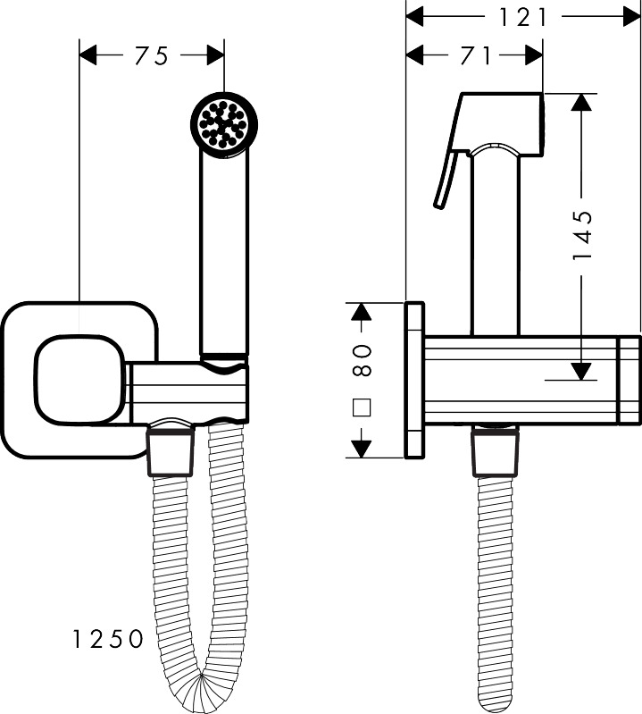 Hansgrohe Bidette Handbr. Axor Bidette Showers Mischwasser softsq. m.Schlauch1250mm BBR