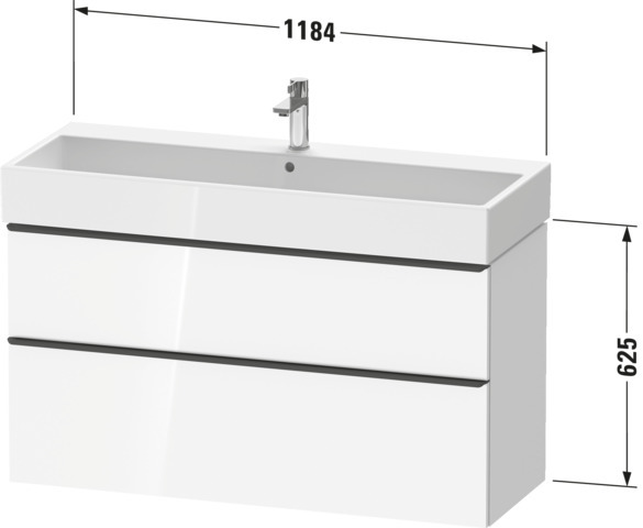 Duravit D-Neo WTU,Ausz:1,Schubk:1,GR:Gold Pol 1184x442x625mm,Wandh,Nussb.Dkl.Matt,Dek.
