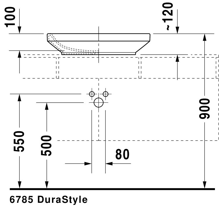 DU Aufsatzbecken DuraStyle 600 mm o.ÜL, o.HLB, geschliffen, weiß
