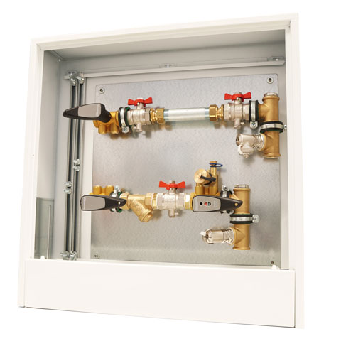 Flamco Mess-Station Aufputz, Anschl. rechts m. Strangregulierv, Schmutzf., 110mm PS Flamco Mess-Station Aufputz, Anschl. rechts m. Strangregulierv, Schmutzf., 110mm PS