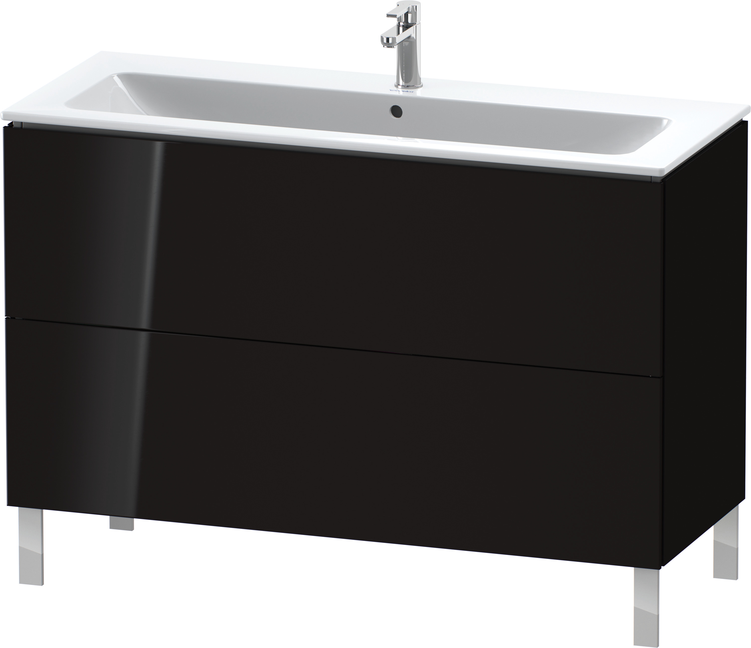 Duravit WTU stehend L-Cube 481x1220x704mm 2 Auszüge, f.233612, schwarz hochglanz