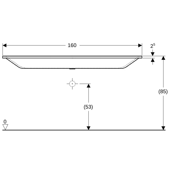 Geberit Xeno2 Möbelwaschtisch, 160x48cm o. Hl., o. Ül., weiß-alpin
