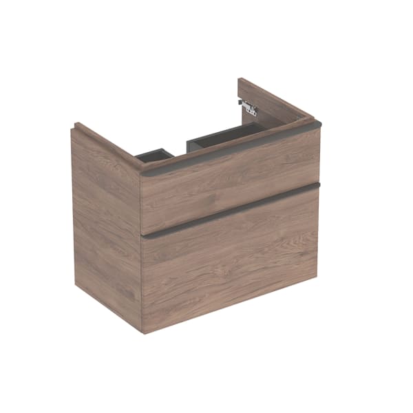 Geberit Smyle US für WT, eckig, m. 2 Schubl. 73,4x61,7x47cm, Nussbaum