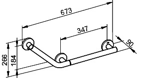 KEUCO Winkelgriff Plan Care 34907, 135 Gr links, silber-eloxiert, 673/266 mm