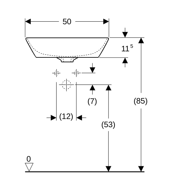 Geberit ONE AS-WT, Schalenform, 50x42,5 cm o. Hl., o. Ül., weiß, KeraTect