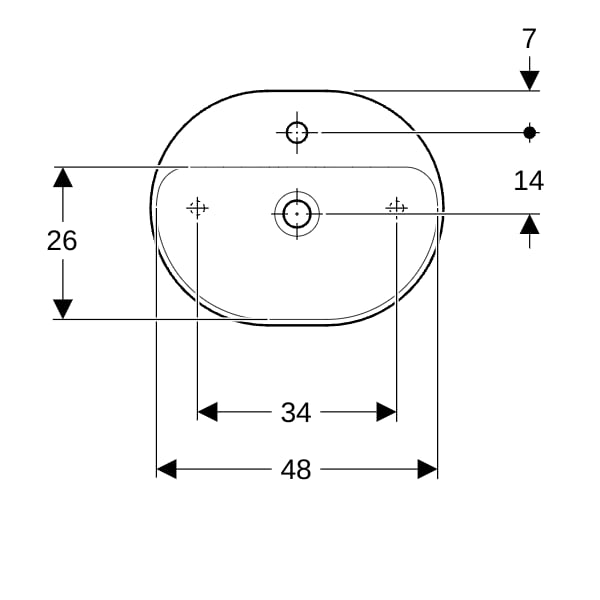 Geberit VariForm Aufsatz-WT, elliptisch mit HLB, 50x40cm, o. Ül., weiß, KeraTect