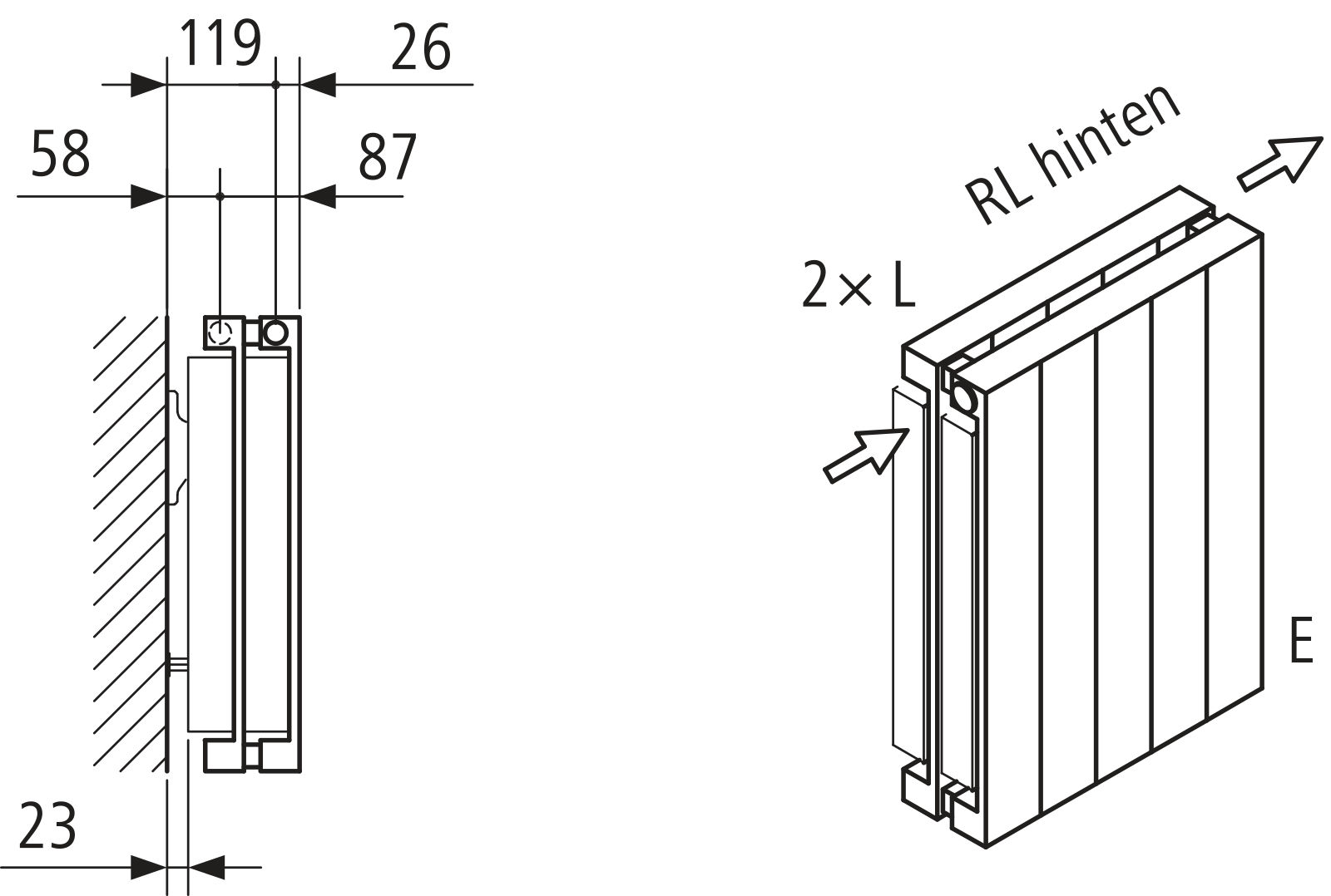 Kermi Heizwand HVN Typ22 BH2200x122x630 QN2860, RAL9016, 6 bar, ANB12