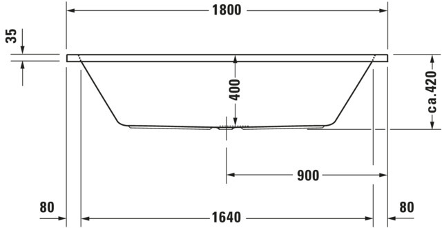 DU D-Code Badewanne 1800x800 Einbau Mittelabl.,Rückenschr.2 L/R, Weiß