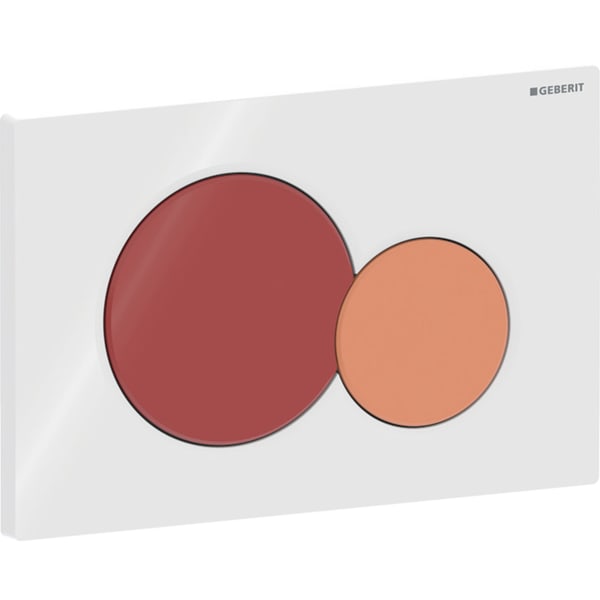Geberit Sigma01 BetPl., rund, 2-Mengen-Sp. weiß glänzend/rot glzd /orange glzd