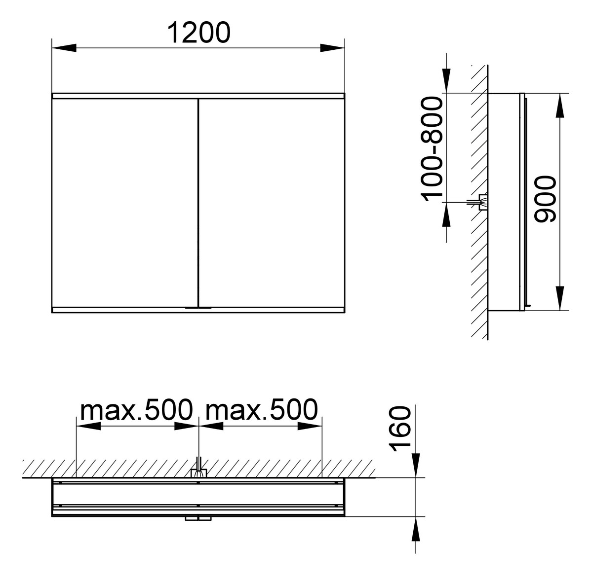 KEUCO Royal Modular 2.0 SPS, bel. 80021, Vorb,oSteckd,sb-elox,1200x900x160mm