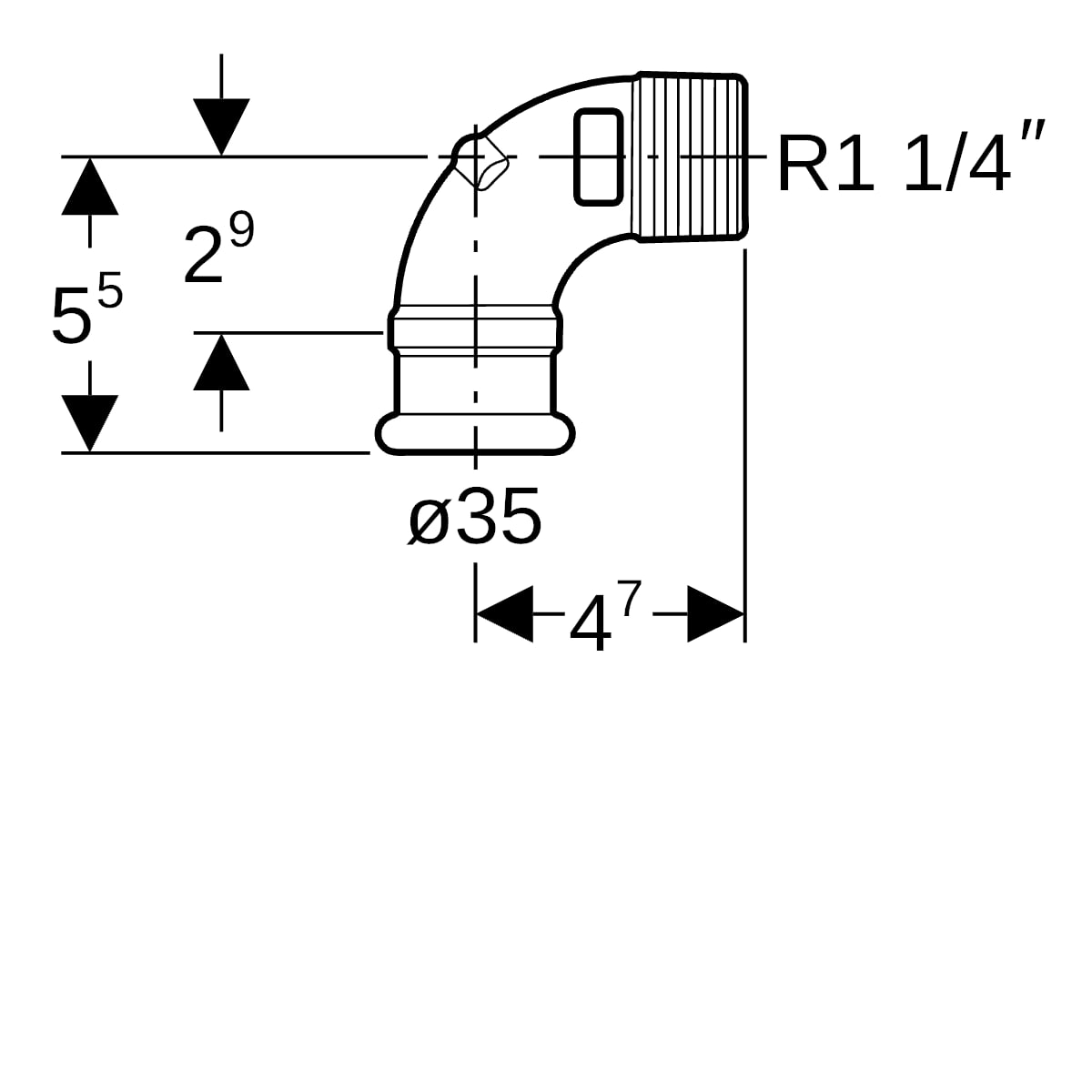 Geberit Mapress Kupfer Übergangswinkel 90Gr mit AG Rg d35-R1 1/4