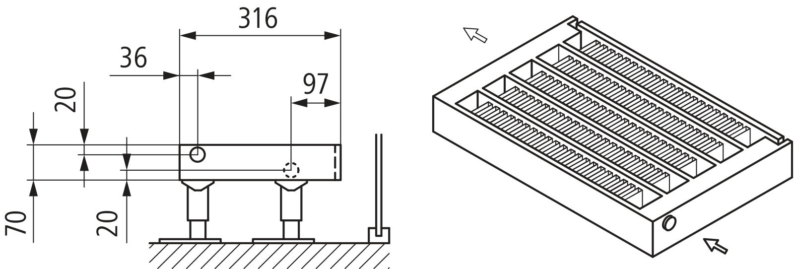 Kermi V-Kon S Typ22 BH140x133x600mm QN434,RAL9016,6 bar,o.Abd,Vent. re