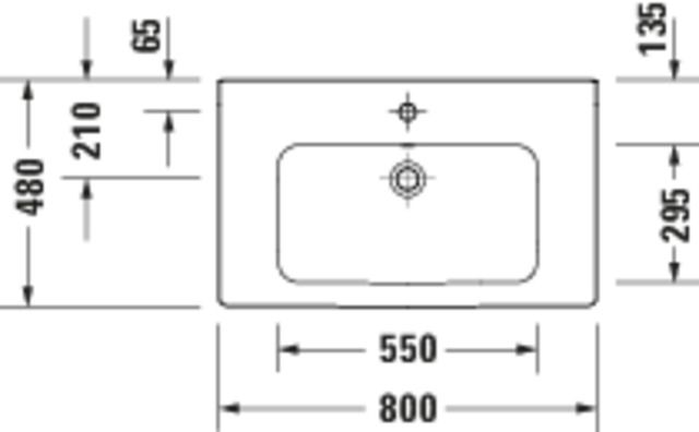 DU D-Code 2.0 Waschtisch 800mm m. ÜL, 1 Hahnloch, Weiß