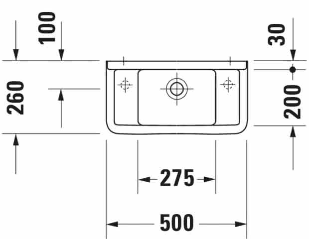 DU Handwaschbecken Starck 3 500 mm m.ÜL, m.HLB, HL-Vst. li./re., weiß