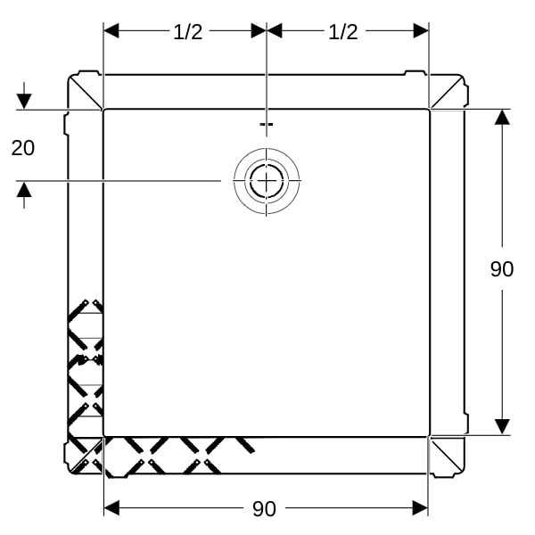 Geberit Olona Duschwanne 90 x 90 cm quadratisch, mit Dichtvlies, weiß matt