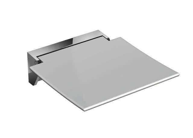 HEWI Klappsitz 350, B:350, T:373, Konsole chrom, Sitzf. farbig signalweiß