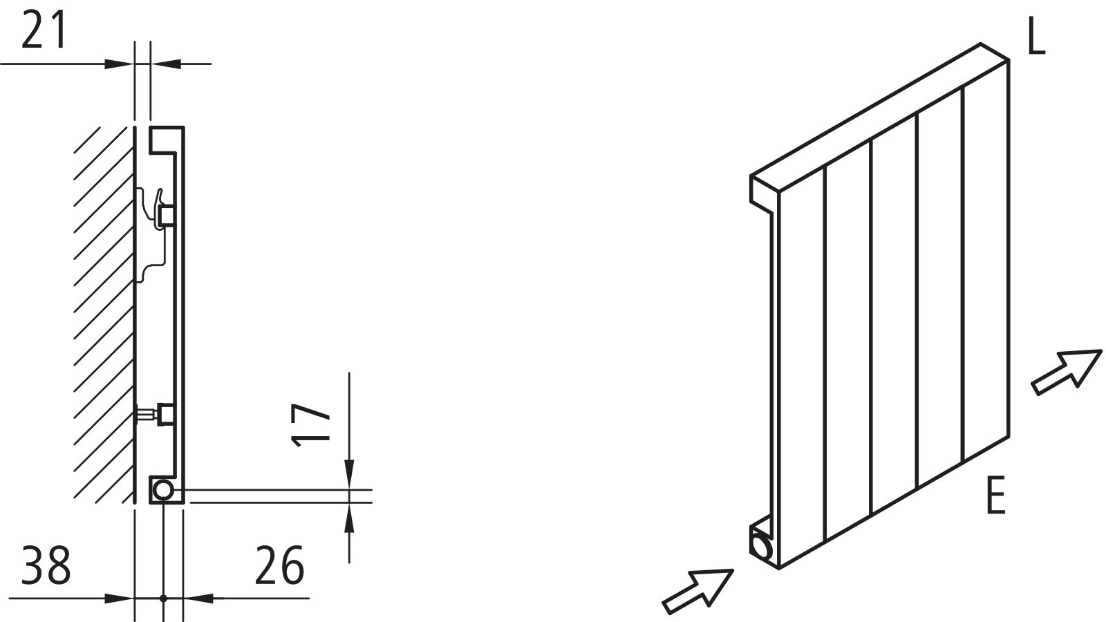 Kermi Heizwand HVN Typ10 BH1000x43x630mm QN630, RAL9016, 6 bar, ANB12