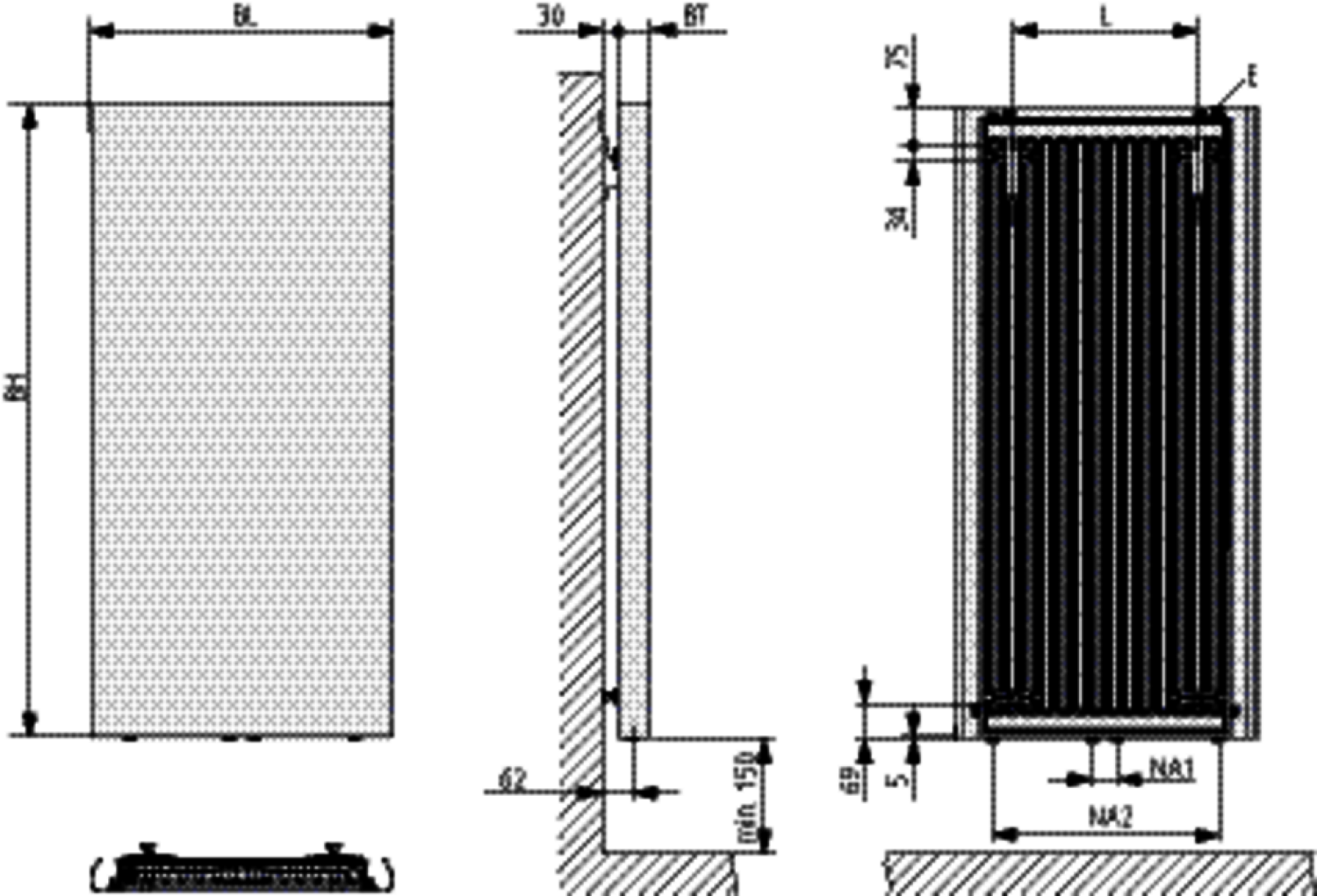 Kermi Pateo BH 1725x66x600mm QN1406, circonsilber