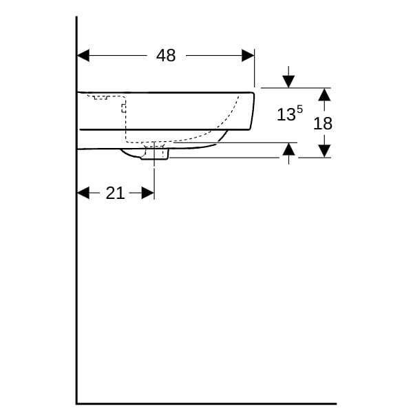 Geberit Renova Plan Aufsatzwaschtisch 65x48cm mit Hahnloch, mit Überlauf, weiß