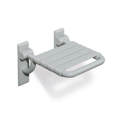 HEWI Klappsitz m.Gabelgelenk Ser 801, B:378 mm, H:259 mm, T:408 mm signalweiß