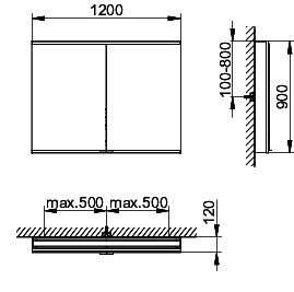 KEUCO Royal Modular 2.0 SPS, bel. 80021, Vorb,2Steckd,sb-elox,1200x900x120mm
