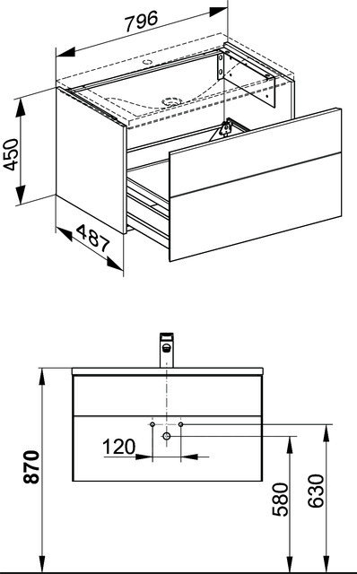 KEUCO WTU Royal Reflex 34060, 1 Auszug, magnolie/magnolie