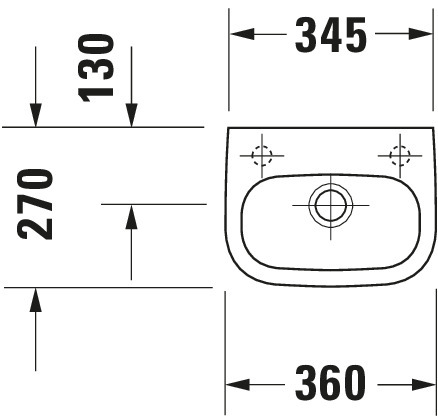 DU Handwaschbecken D-Code 360 mm mit ÜL, mit HLB, HL rechts, weiß