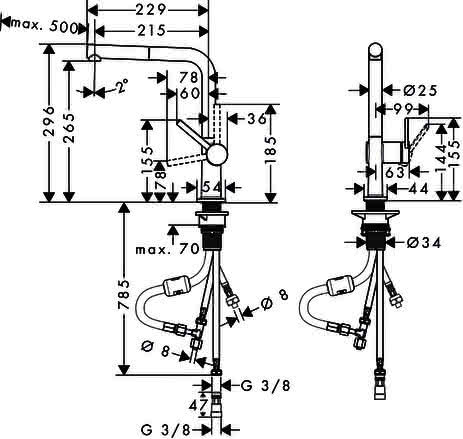 Hansgrohe Spültischmischer 270 Talis M54 Niederdruck Ausziehauslauf 1jet MSW
