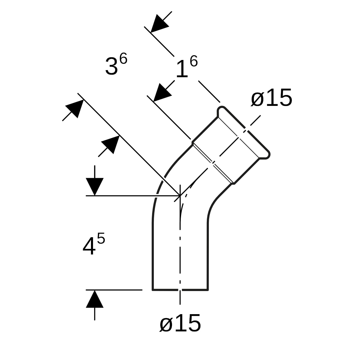 Geberit Mapress C-Stahl Bogen 45Gr mit Einschubende d15 verzinkt