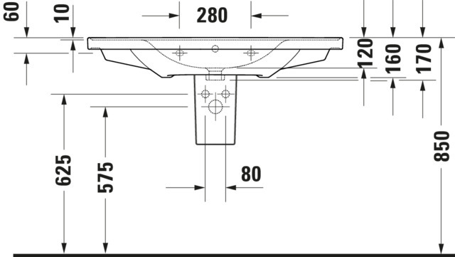 DU Waschtisch D-Neo, 1005mm, weiß mit ÜL, mit HLB, o.HL