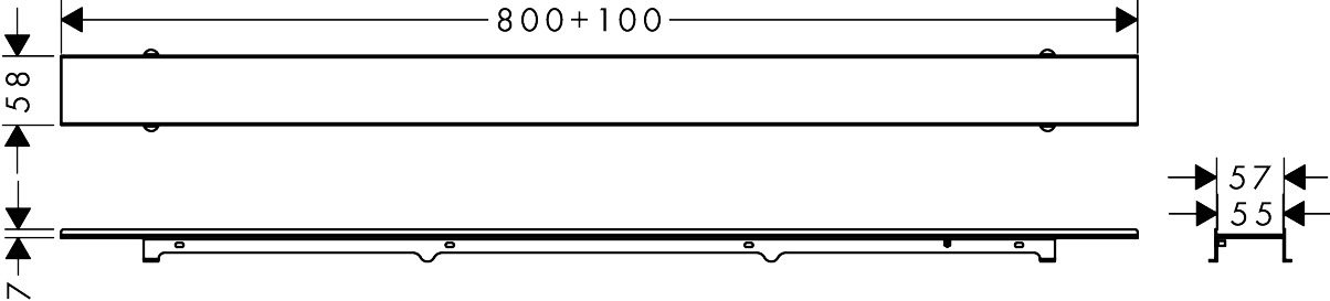 Hansgrohe RainDrain Rock Duschrinne 900 mm kürzbar und befliesbar