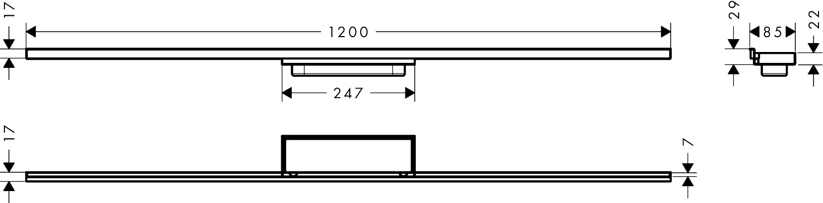 Hansgrohe Fertigset RainDrain Minimalistic 1200mm Duschrinne befliesbar