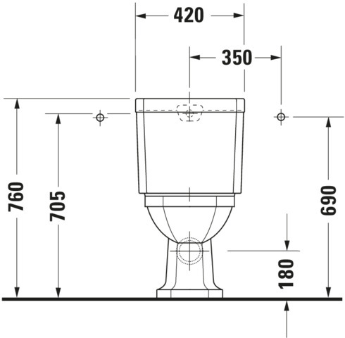 DU Stand-WC Kombi 1930 665 mm Tiefspüler, f.SPK, Abg.waagr., weiß