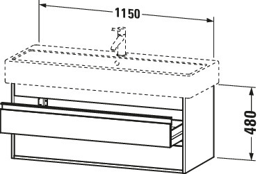 DU WTU wandhängend Ketho 440x1150x480mm 2 SchKa, für 045412, basalt matt
