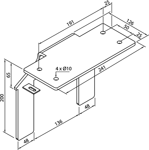 ZE Zubehör Bankträger ZRV542-542/1 weiß RAL 9016