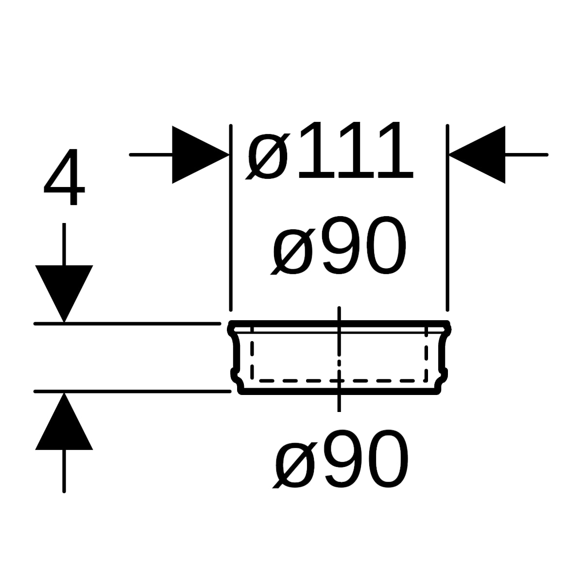 Geberit PE Anschlusssteckmuffe mit Lippendichtung d90/90