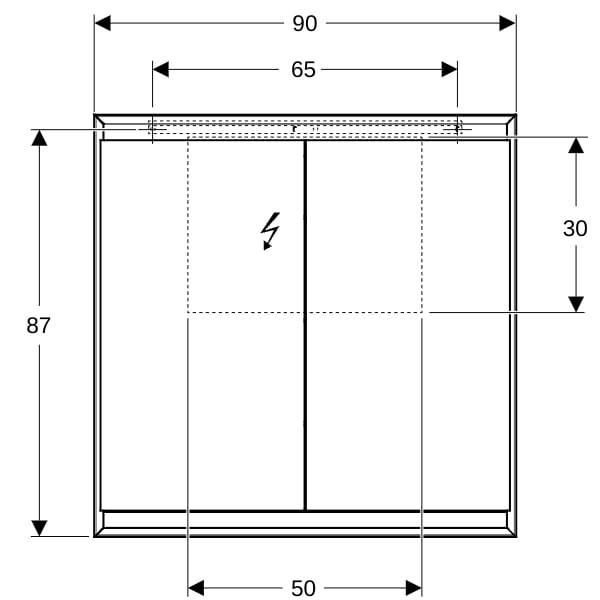 Geberit ONE Spiegelschrank mit ComfortLight 2 Türen, AP-Mont., 90x90x15cm, alu.