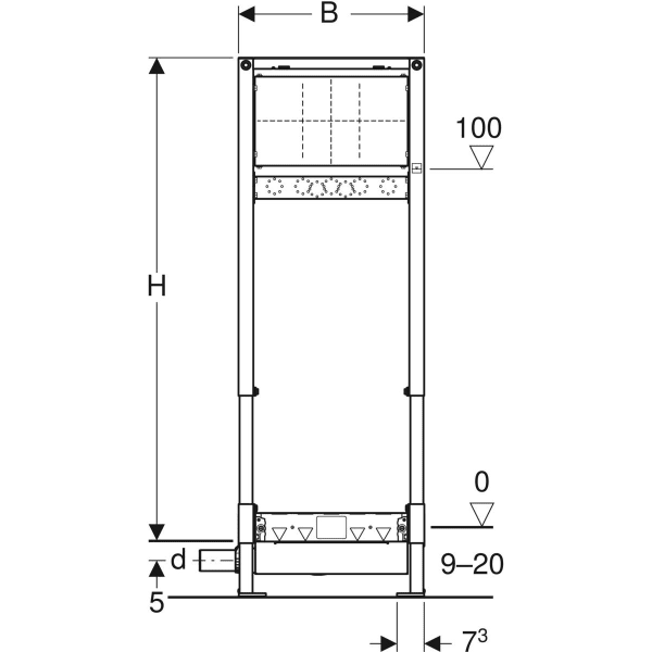 Geberit Duofix Element für Dusche 130cm mit Wandablauf Wandarmatur UP d50