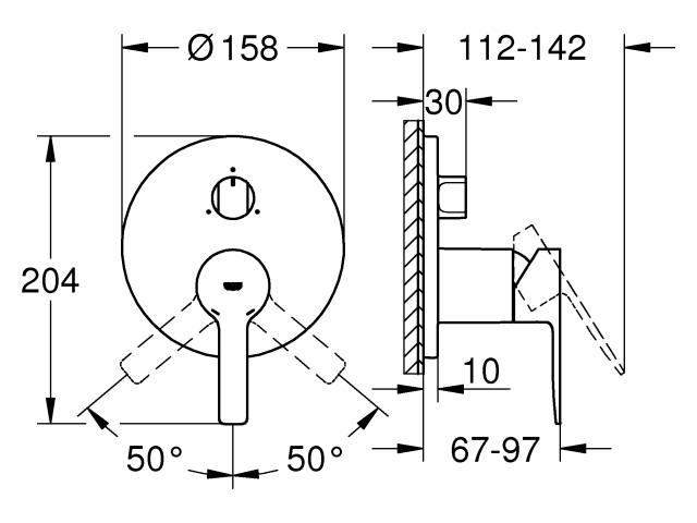 GROHE EH-Batterie Lineare 24095_1 FMS für 35604 3-W-Umst. hard graphite geb.