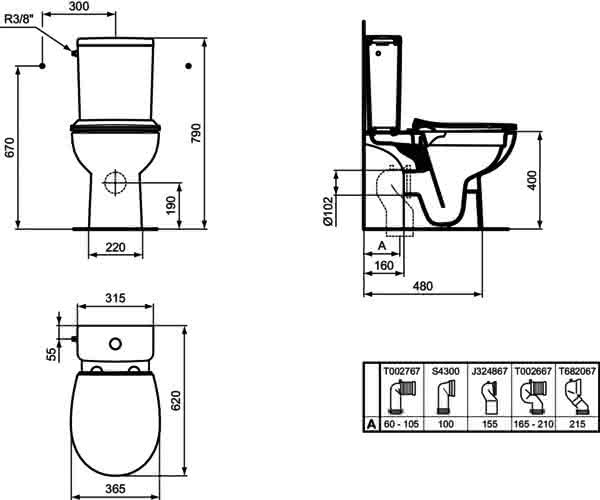IS WC-Paket Eurovit m.Standtiefspül-WC Spülkasten Zulauf oben und WC-Sitz Weiß