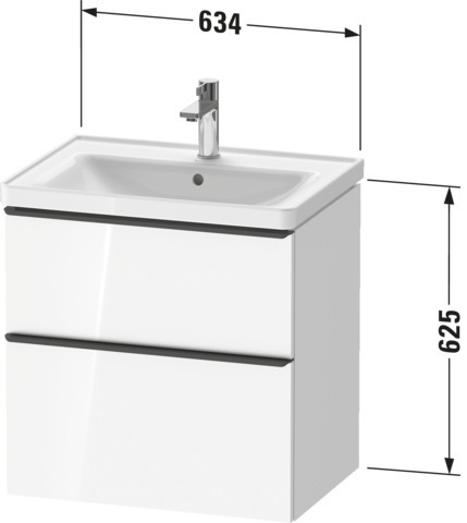 DU D-Neo WTU,Ausz:1,Schubk:1,GR:Dia.Schw 634x452x625mm,Wandh,Weiß Hochglanz,Dek.