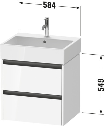 DU Waschtischunterbau wandh. Ketho.2, 460x584x549mm Weiß Matt 2 Schubk.