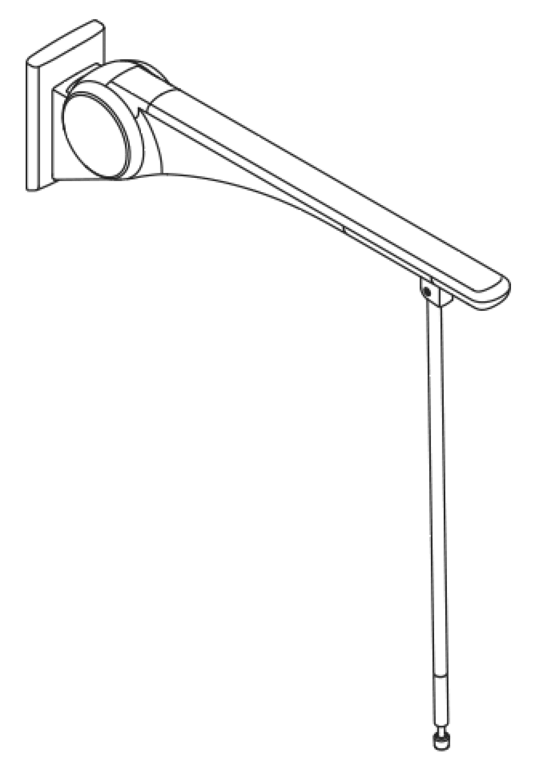 HEWI SK-Griff Basic,750, m.Bodenstütze Montagehöhe h=760mm weiß hgl.- weiß mt