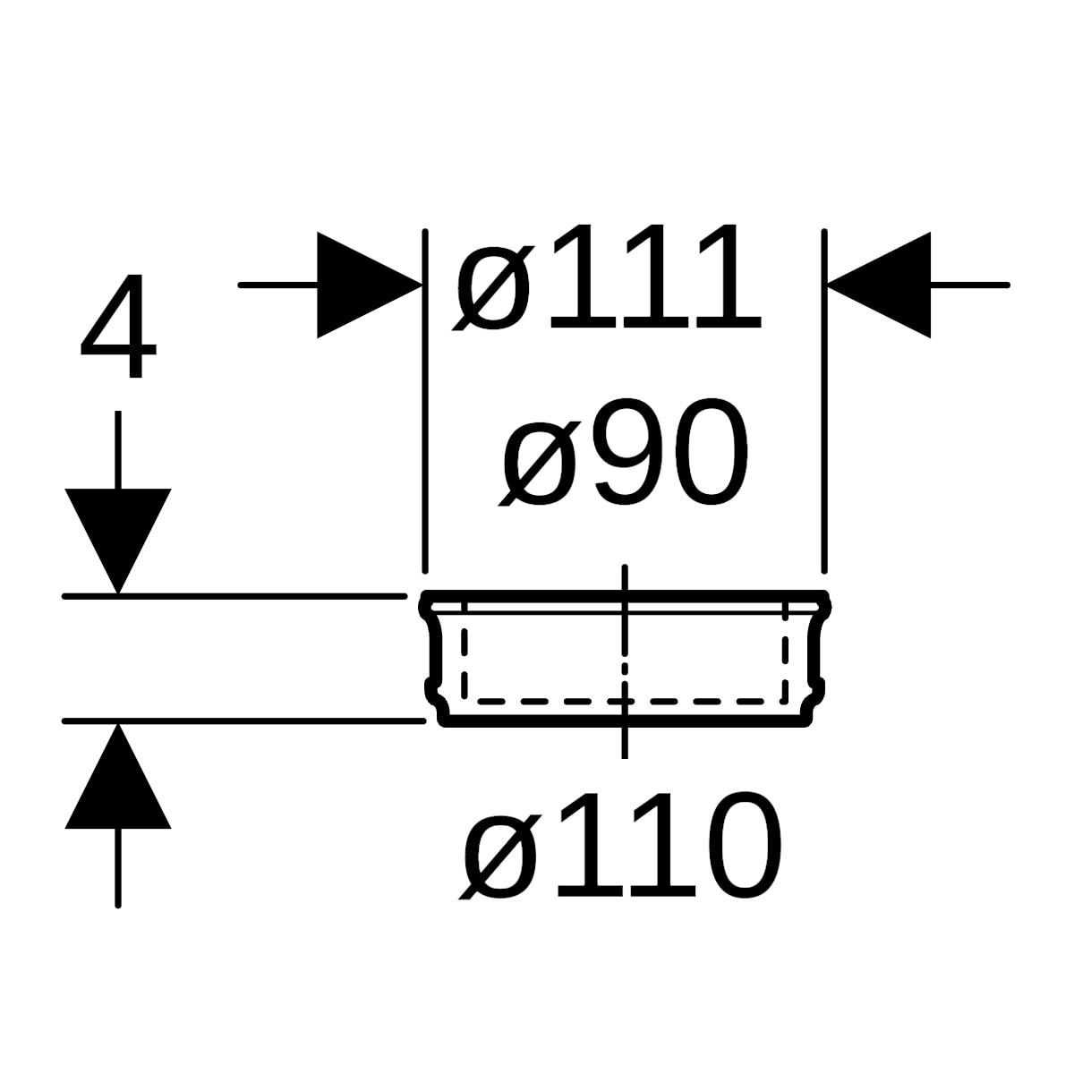 Geberit PE Anschlusssteckmuffe mit Lippendichtung d110/90