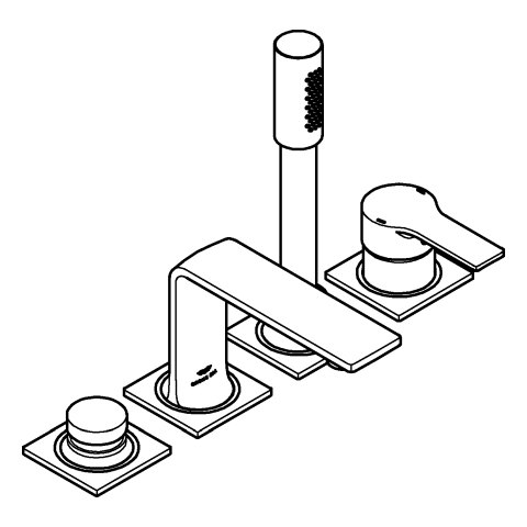 GROHE 4-Loch-EH-Wannenbatterie Allure 19316_1 Oberbau hard graphite gebürstet