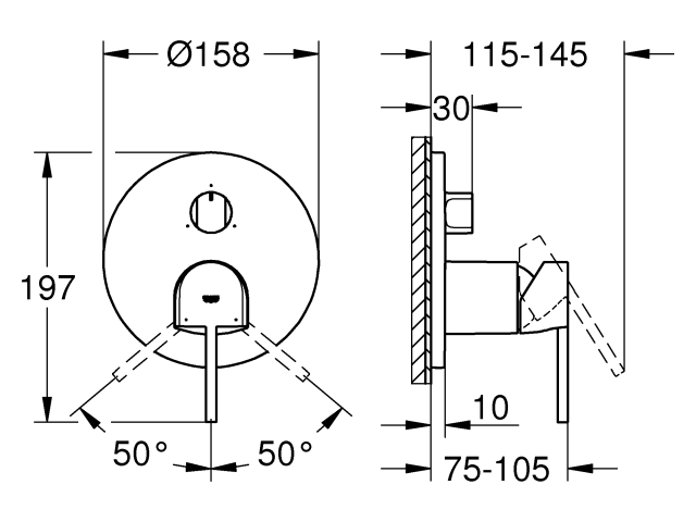 GROHE Einhandbatterie Plus 24093_3 FMS für 35604 3-Wege Umstellung chrom