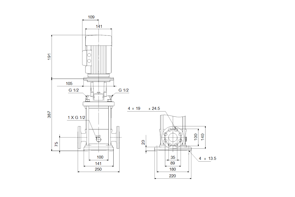 GRUNDFOS Vertikale Kreiselpumpe CRN3-8 A-FGJ-A-E-HQQE 1x220-230 50HZ