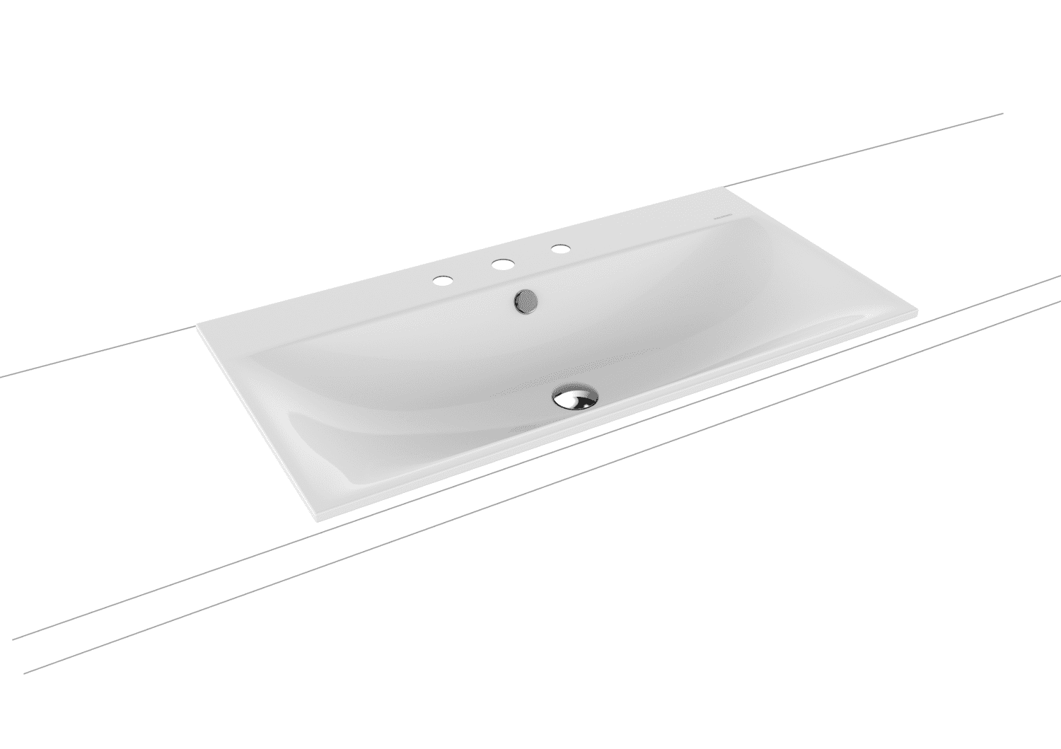 KA WB SILENIO EINBAUWASCHTISCH Mod.3038, 900x460mm,alpwe,PEFF,AD,m. 3HL,mÜL,chr